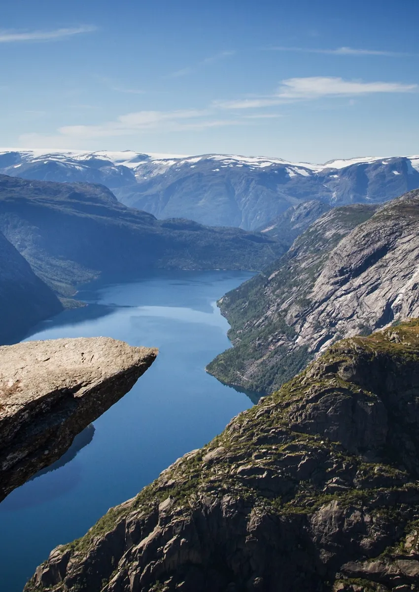 Mountain cliff overlooking fjord